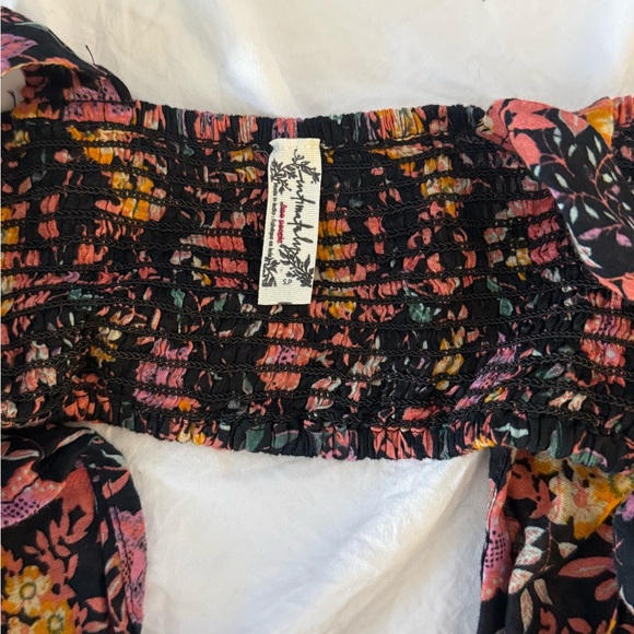 Free People Black Floral Twist Crop Top - Picture 2 of 5